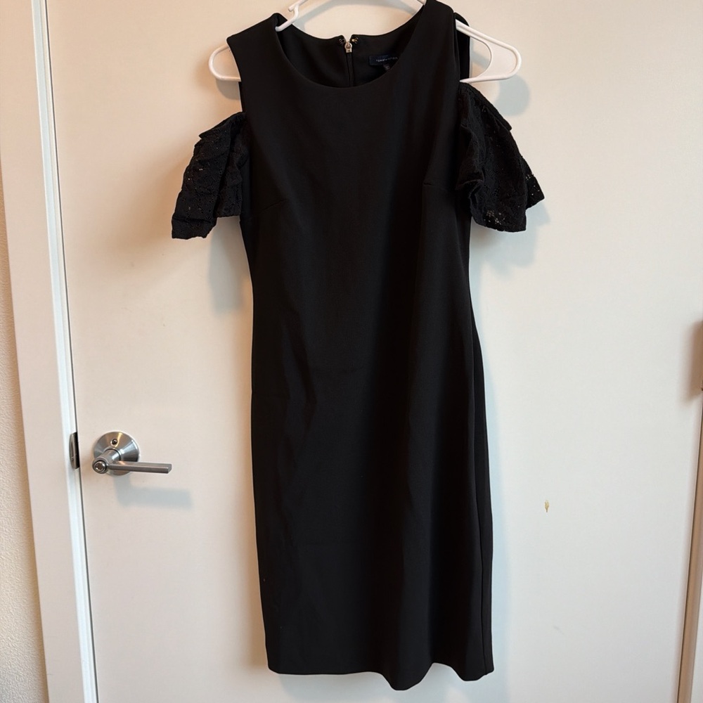 Tommy Hilfiger Black Cold Shoulder Midi Dress